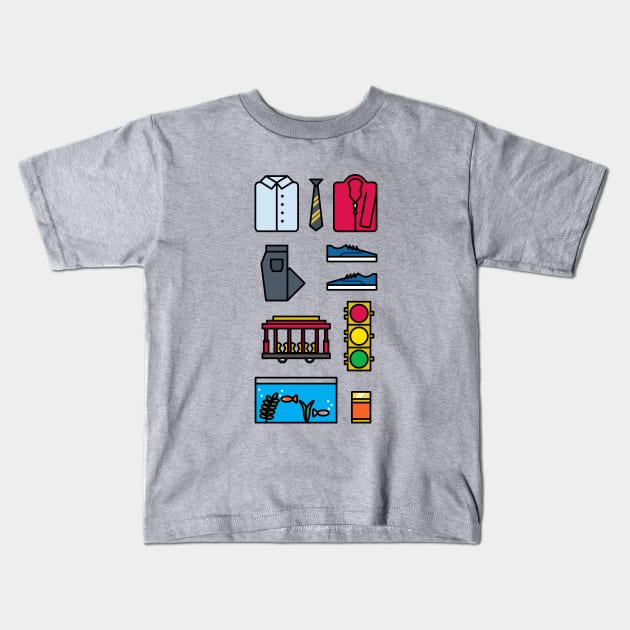 Neighbor Starter Pack Kids T-Shirt by L. Marco Miranda